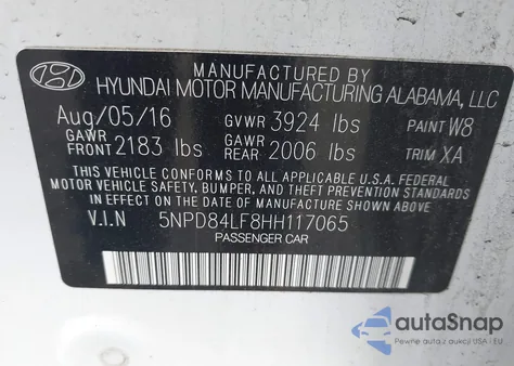 2017 Hyundai Elantra Se из США, поврежденный, VIN 5NPD84LF8HH117065
